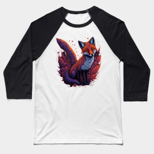 Clever fox Ablaze with flowers Baseball T-Shirt